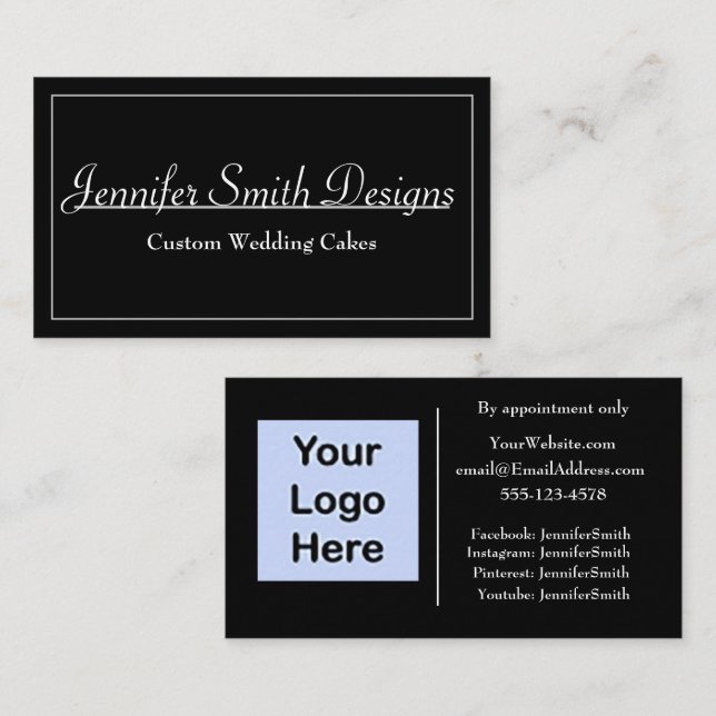 Classic Minimalist Black Home Based Business Card (Front/Back)