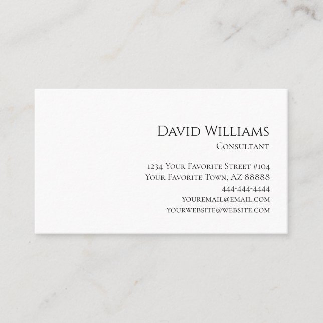 Classic Minimalist Black White  Business Card (Front)