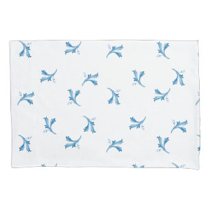 Classic Minimalist Blue Tile Leaf Ornaments Pillowcase