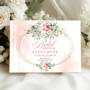 Classic Minimalist Blush Floral Bridal Shower Book