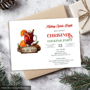 Classic minimalist Christmas cocktails party Invitation