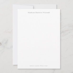 Classic Minimalist Customised Flat Note Card