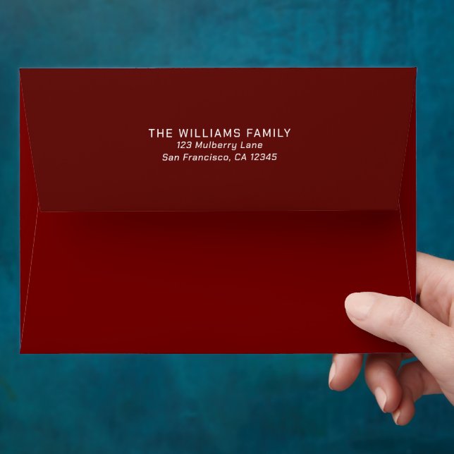 Classic Minimalist Dark Red Christmas Envelope (Hand)