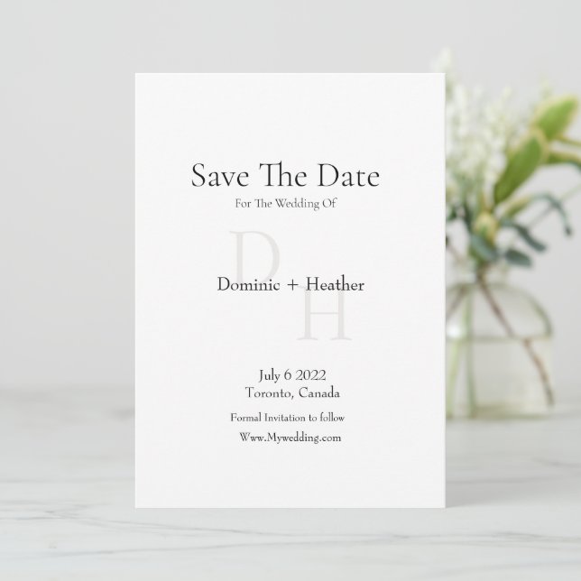 CLASSIC Minimalist Elegance With Photo Save The Date (Standing Front)