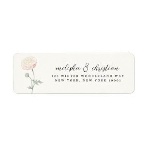 Classic Minimalist Elegant Ranunculus Wedding Return Address Label