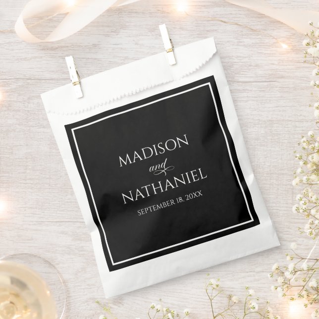 Classic Minimalist Elegant Script Wedding Favour Bag (Clipped)