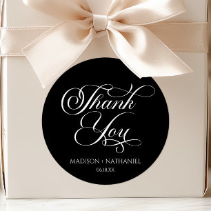 Classic Minimalist Elegant Script Wedding Round Sticker