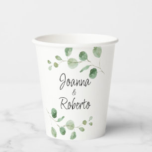 Classic Minimalist Eucalyptus Formal Wedding  Paper Cups
