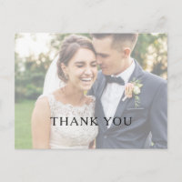 Classic Minimalist Faded Photo Wedding Thank You