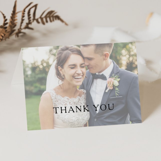 Classic Minimalist Folded Front and Back Photo Thank You Card (Creator Uploaded)
