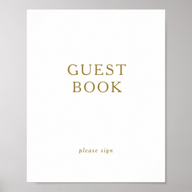 Classic Minimalist Gold Guest Book Sign (Front)
