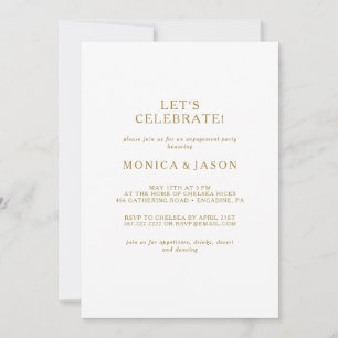 Classic Minimalist Gold Let's Celebrate Invitation