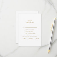 Classic Minimalist Gold Menu Choice RSVP Card