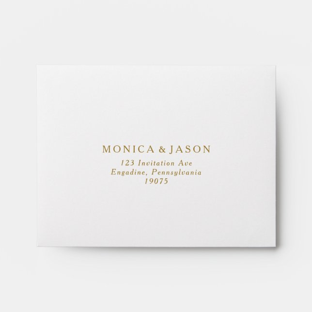Classic Minimalist Gold Self Addressed RSVP Envelope (Front)