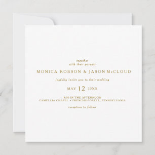 Classic Minimalist Gold Square Wedding Invitation