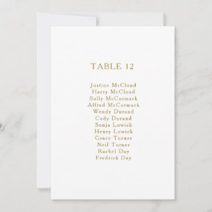 Classic Minimalist Gold Table Number Seating Chart