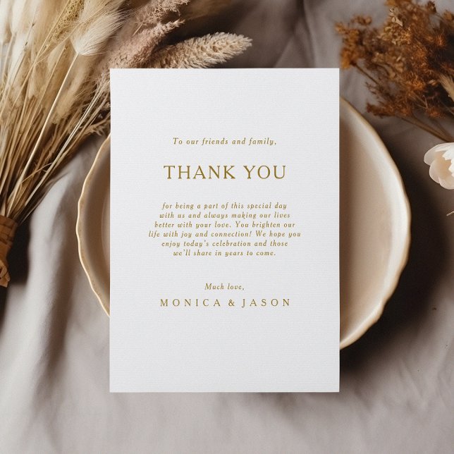 Classic Minimalist Gold Thank You Reception Card (Creator Uploaded)