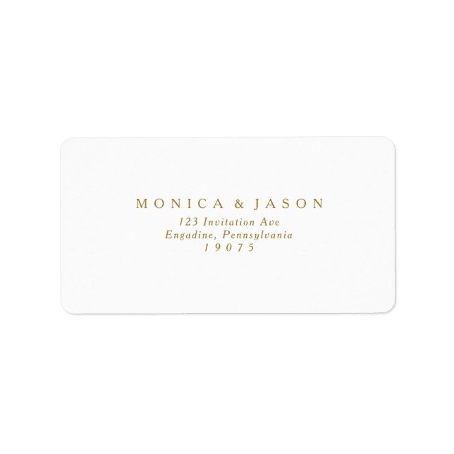 Classic Minimalist Gold Wedding RSVP Address Label (Front)