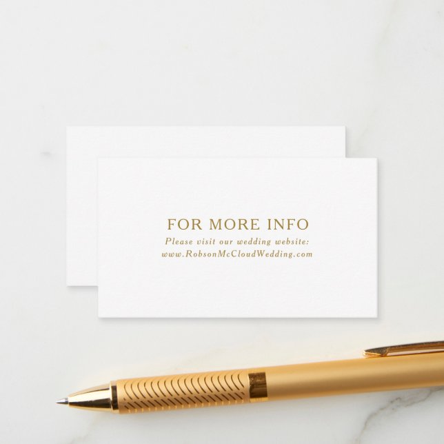 Classic Minimalist Gold Wedding Website Enclosure Card (Front/Back In Situ)