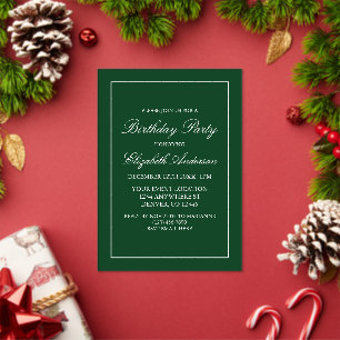 Classic Minimalist Green Birthday Invitation