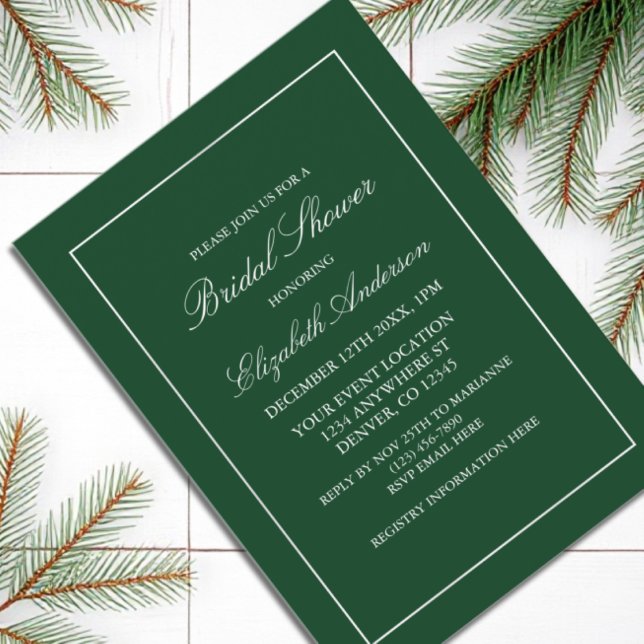 Classic Minimalist Green Bridal Shower Invitation (Creator Uploaded)