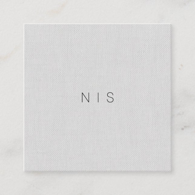 Classic Minimalist Grey Linen Background Beauty Square Business Card (Front)
