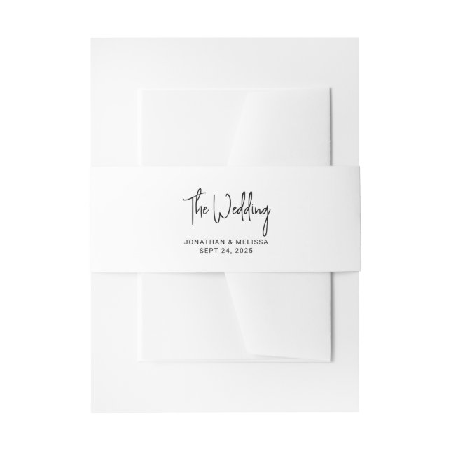 Classic Minimalist Hand-Lettered Script Wedding Invitation Belly Band (Front Example)