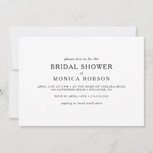 Classic Minimalist Horizontal Bridal Shower Invitation