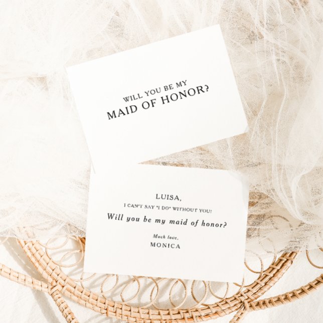 Classic Minimalist Maid of Honour Proposal Card (Creator Uploaded)