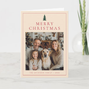 Classic Minimalist Merry Christmas Photo Cream Holiday Card