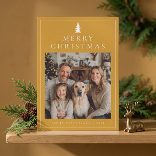 Classic Minimalist Merry Christmas Photo - Yellow Holiday Card