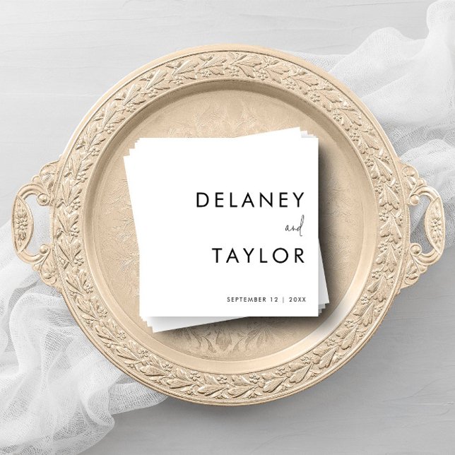 Classic Minimalist Mixed Font Simple Black  White  Napkin (Personalized napkins for any event.)