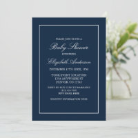 Classic Minimalist Navy Blue Baby Shower