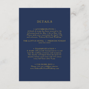 Classic Minimalist Navy Blue Gold Details Enclosure Card