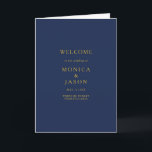 Classic Minimalist Navy Blue | Gold Folded Wedding Program<br><div class="desc">This classic minimalist navy blue | gold folded wedding program is great for a simple modern romantic and elegant wedding. The dark navy blue colour palette and minimal vintage typography give it a classy chic formal touch. The design is flexible, perfect for a basic contemporary evening, spring, fall, summer, or...</div>