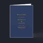 Classic Minimalist Navy Blue | Gold Folded Wedding Program<br><div class="desc">This classic minimalist navy blue | gold folded wedding program is great for a simple modern romantic and elegant wedding. The dark navy blue colour palette and minimal vintage typography give it a classy chic formal touch. The design is flexible, perfect for a basic contemporary evening, spring, fall, summer, or...</div>