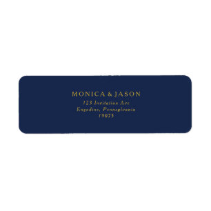 Classic Minimalist Navy Blue   Gold Return Address Label