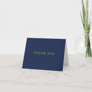 Classic Minimalist Navy Blue Gold Thank You Card