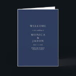 Classic Minimalist Navy Blue Silver Folded Wedding Program<br><div class="desc">This classic minimalist navy blue silver folded wedding program is great for a simple modern romantic and elegant wedding. The dark navy blue colour palette and minimal vintage typography give it a classy chic formal touch. The design is flexible, perfect for a basic contemporary evening, spring, fall, summer, or winter...</div>
