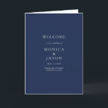 Classic Minimalist Navy Blue Silver Folded Wedding Program<br><div class="desc">This classic minimalist navy blue silver folded wedding program is great for a simple modern romantic and elegant wedding. The dark navy blue colour palette and minimal vintage typography give it a classy chic formal touch. The design is flexible, perfect for a basic contemporary evening, spring, fall, summer, or winter...</div>