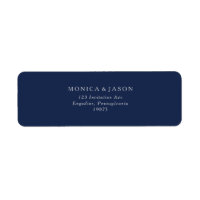 Classic Minimalist Navy Blue Silver Return Address