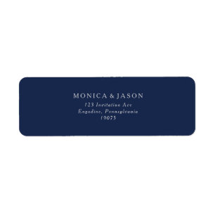 Classic Minimalist Navy Blue Silver Return Address Label