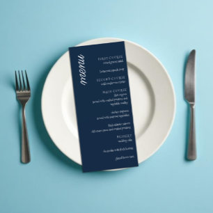Classic Minimalist Navy Blue Wedding Menu