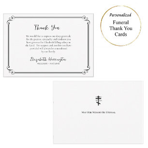 Classic, Minimalist Orthodox Christian Funeral Thank You Card