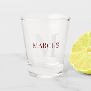Classic Minimalist Personalised Monogram and Name  Shot Glass