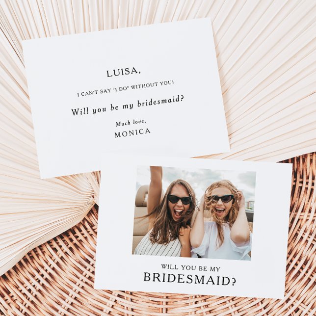 Classic Minimalist Photo Bridesmaid Proposal Card (Creator Uploaded)