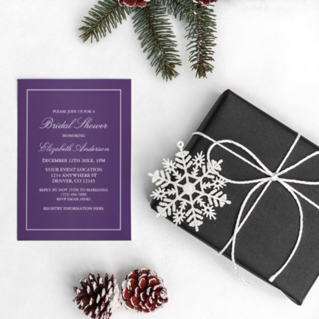 Classic Minimalist Purple Bridal Shower Invitation (Creator Uploaded)