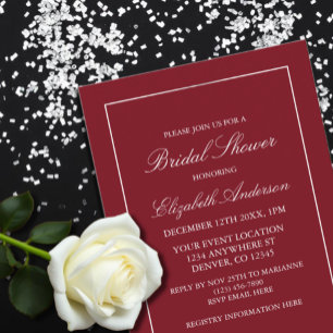 Classic Minimalist Red Bridal Shower Invitation
