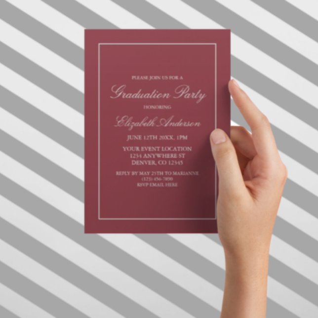 Classic Minimalist Red Graduation Invitation (Creator Uploaded)