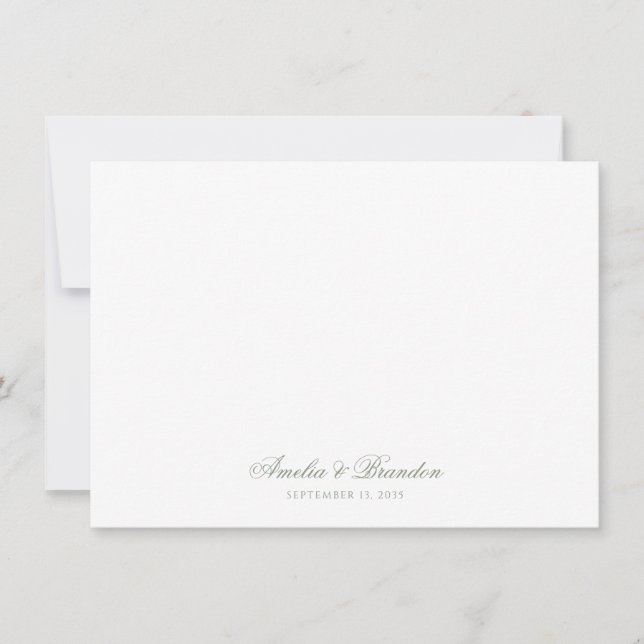 Classic Minimalist Sage Green Calligraphy Script Card (Front)